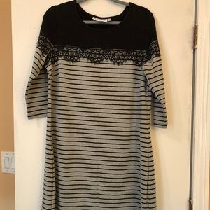 Junarose 0X Striped Dress with Lace detail
